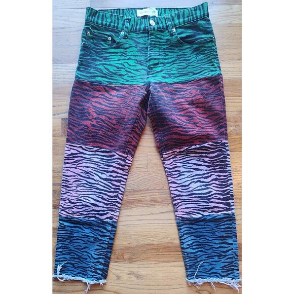 KENZO PARIS x H&M DESIGNER JEANS DENIM TIGER STRIPE SIZE 30 RARE - Picture 1 of 7